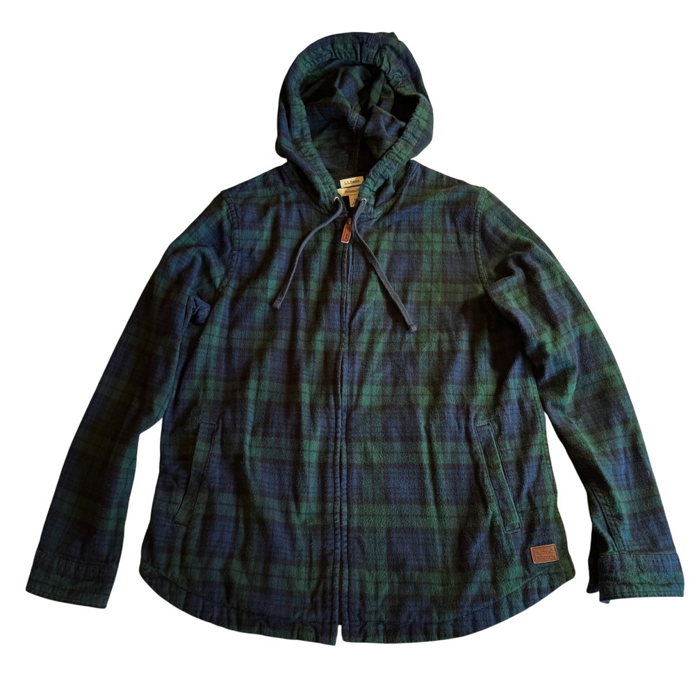L.L. Bean‎ Women's Scotch Plaid Flannel, Relaxed Zip Hoodie, Size M